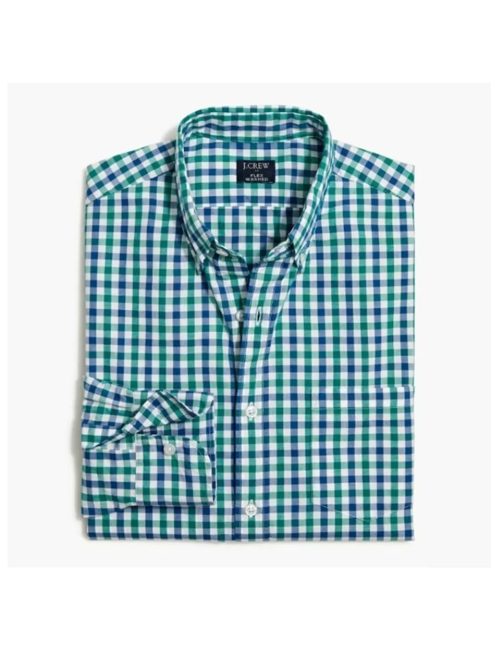 J.Crew Mens Flex Wash Gingham Check Plaid Button Down Shirt Small Green SP NWT